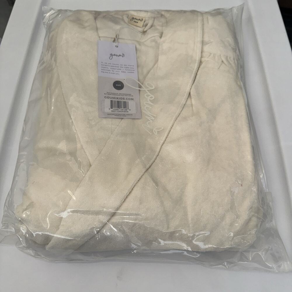 Goumi Kids Mom Cloud Terry Robe XS/S Organic Cotton White, Great Christmas Gift!